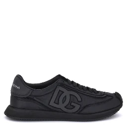 Black Fabric Athletic Sneakers