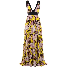 Yellow Silk Women Dress