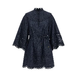 Blue Cotton Short Dress