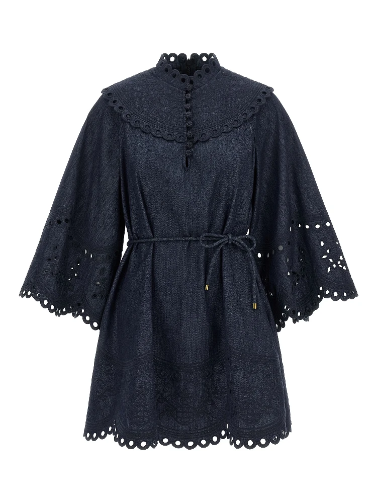 Blue Cotton Short Dress