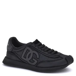 Black Fabric Athletic Sneakers