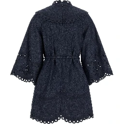 Blue Cotton Short Dress