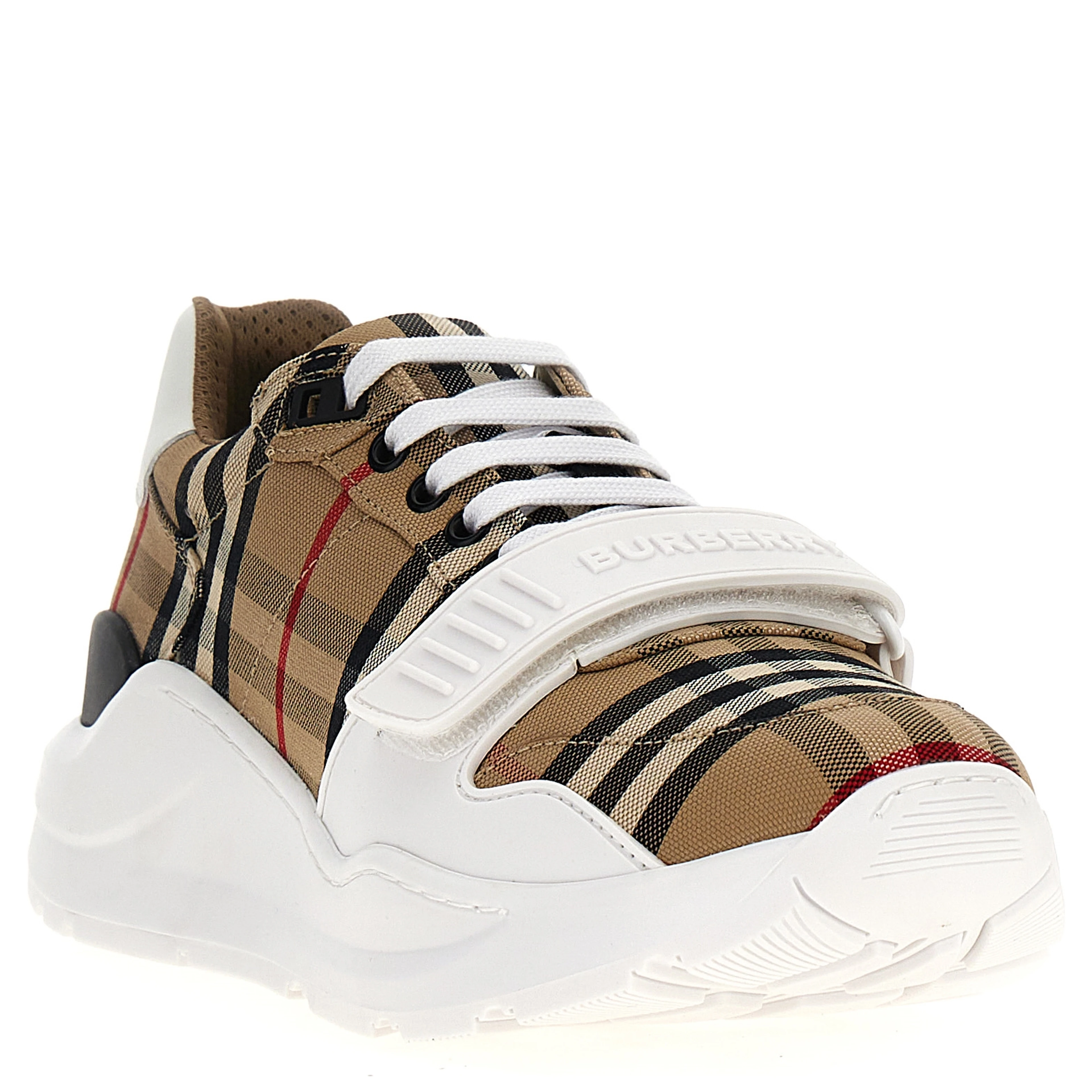 Beige Cotton Athletic Sneakers