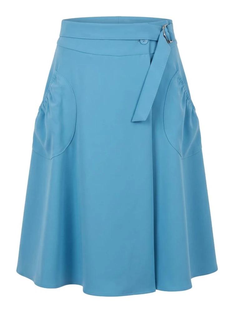 Blue Polyester Women Skirt