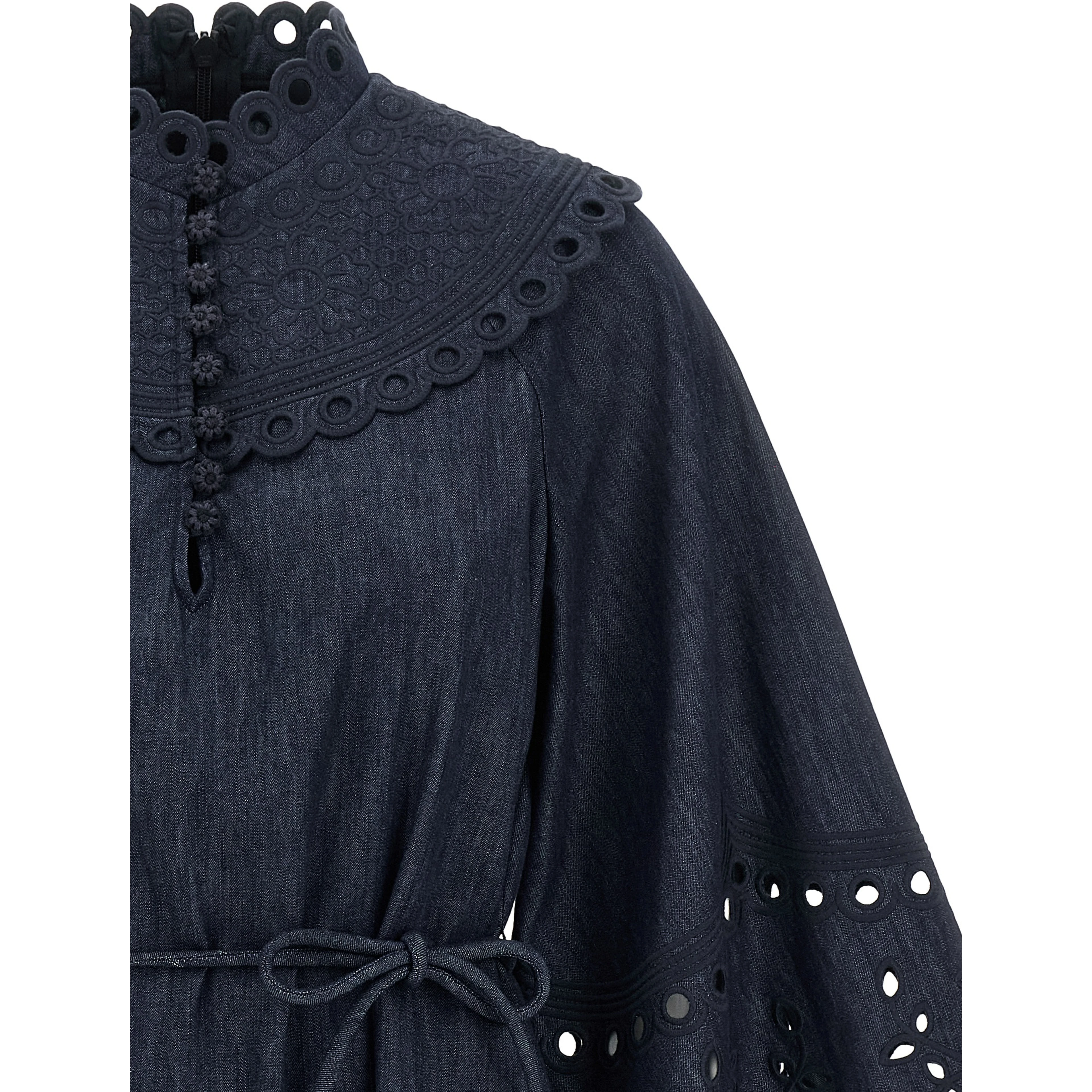 Blue Cotton Short Dress