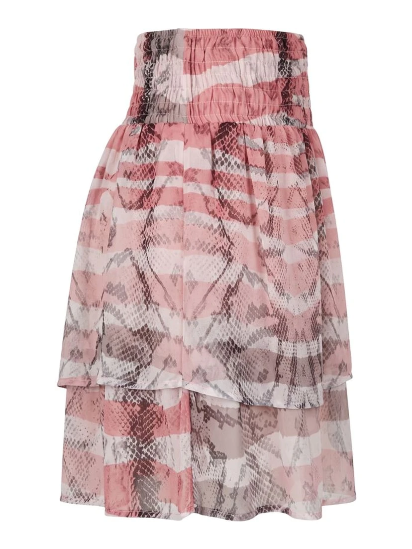 Pink Polyester Women Skirt