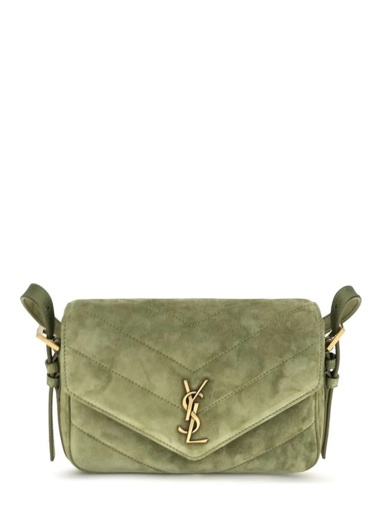 Bicolor Suede Leather Shoulder Bag