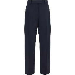 Blue Polyester Dress Pants