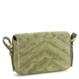 Bicolor Suede Leather Shoulder Bag