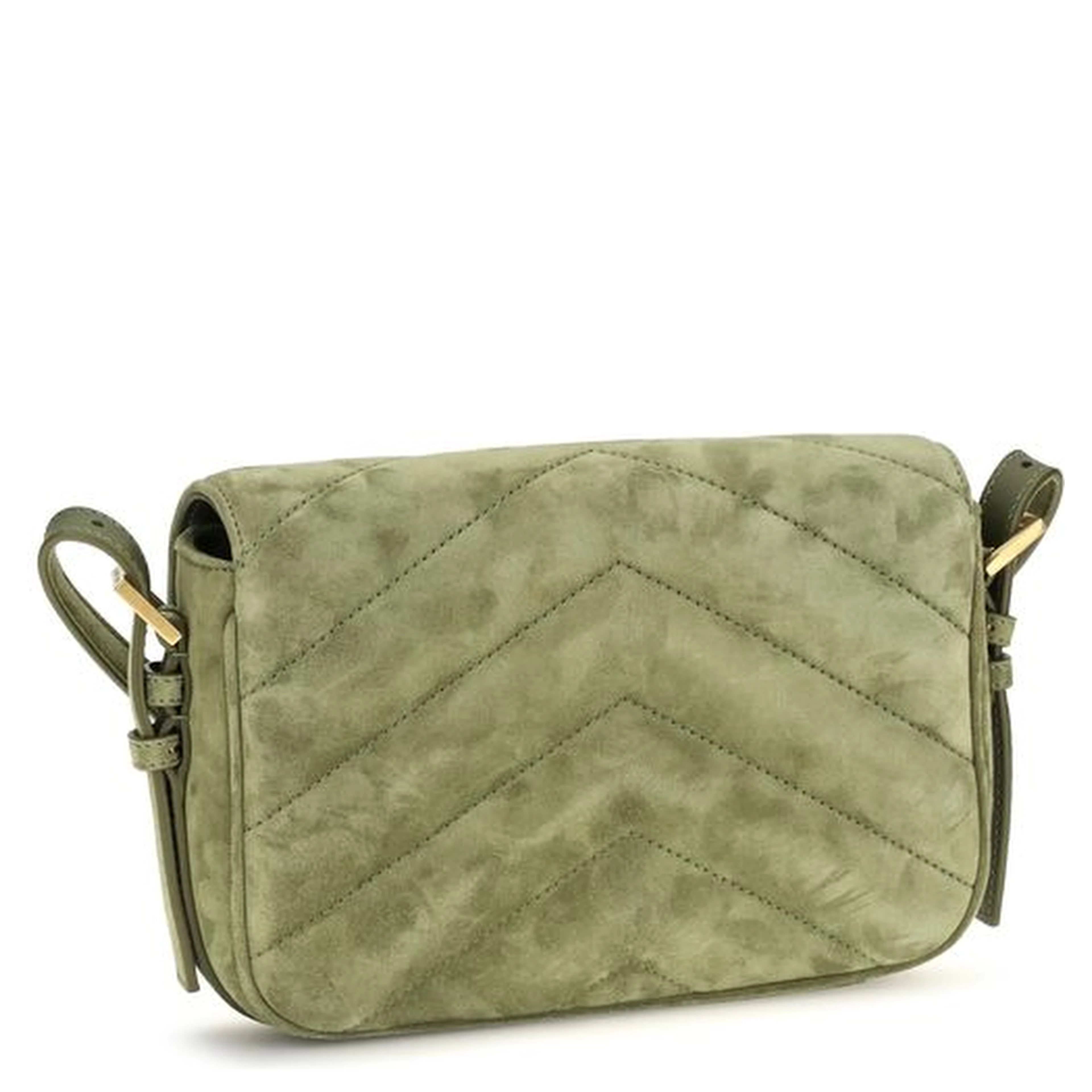 Bicolor Suede Leather Shoulder Bag