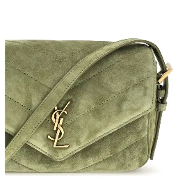 Bicolor Suede Leather Shoulder Bag