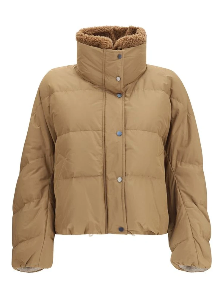 Beige Goose Down Full-Length Jacket