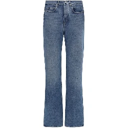 Blue Cotton Straight-Leg Jeans
