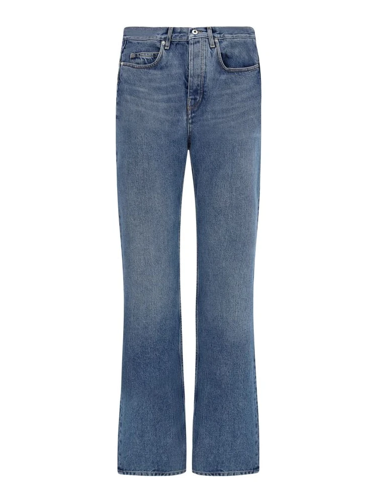 Blue Cotton Straight-Leg Jeans