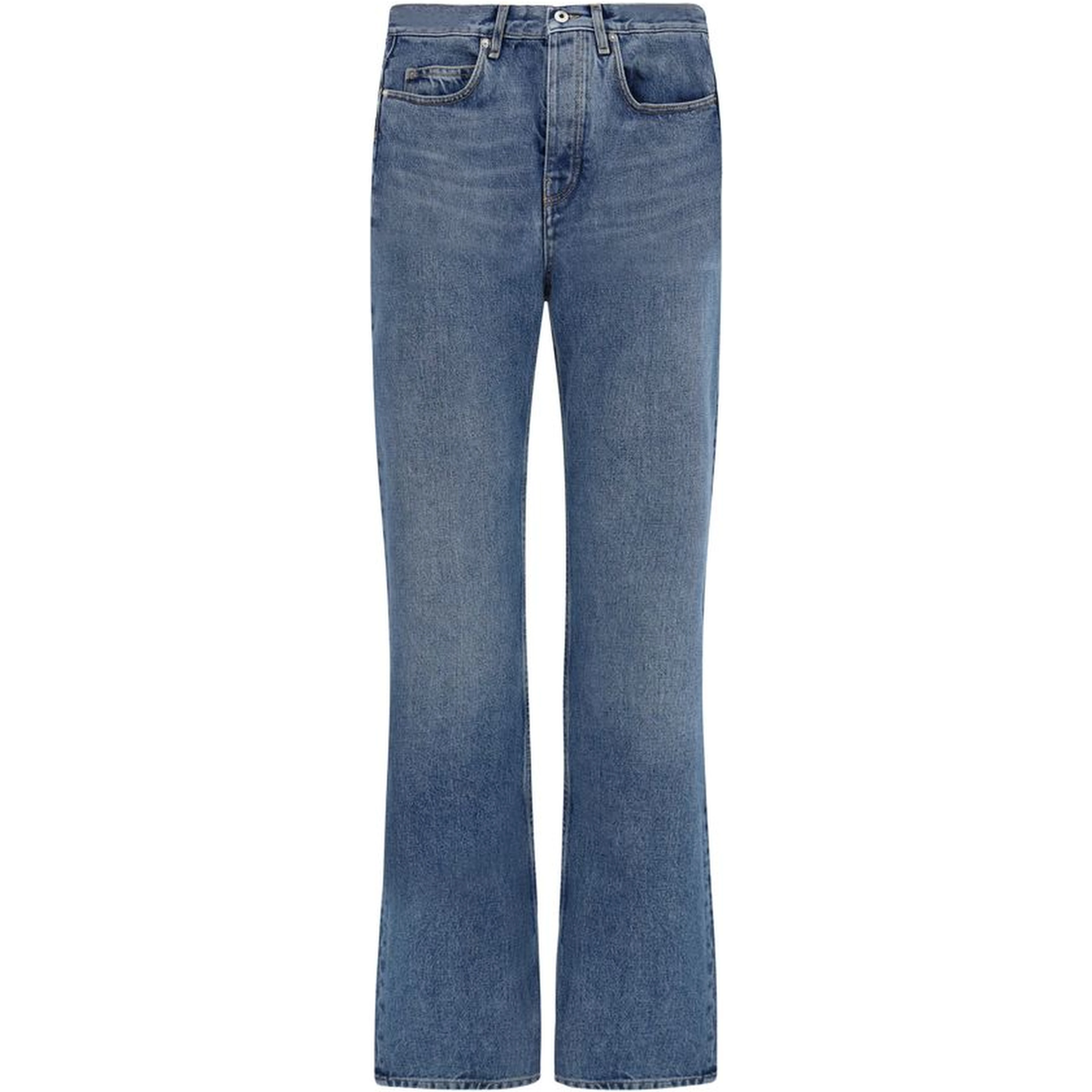 Blue Cotton Straight-Leg Jeans