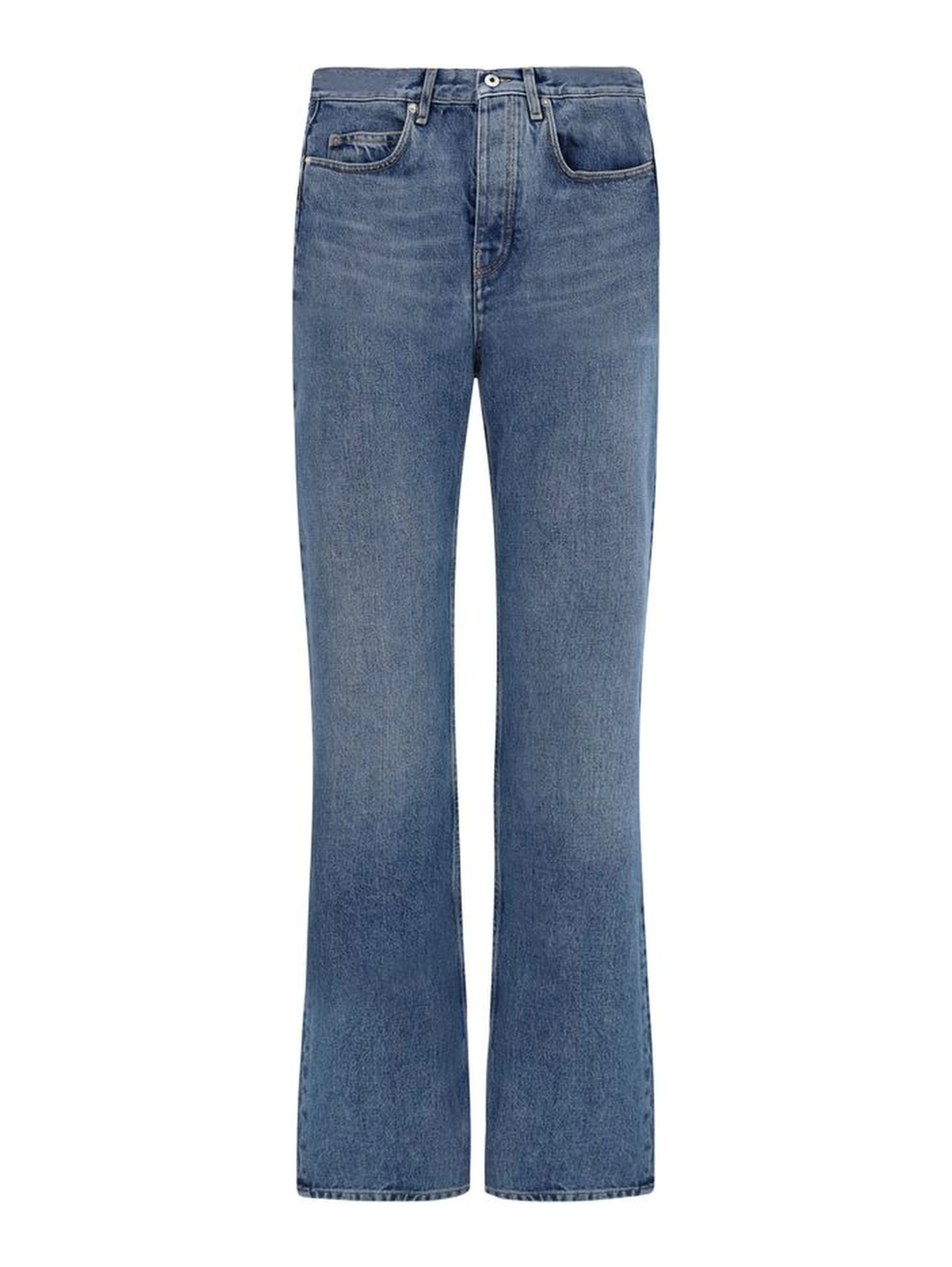 Blue Cotton Straight-Leg Jeans
