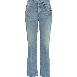 Blue Cotton Straight-Leg Jeans