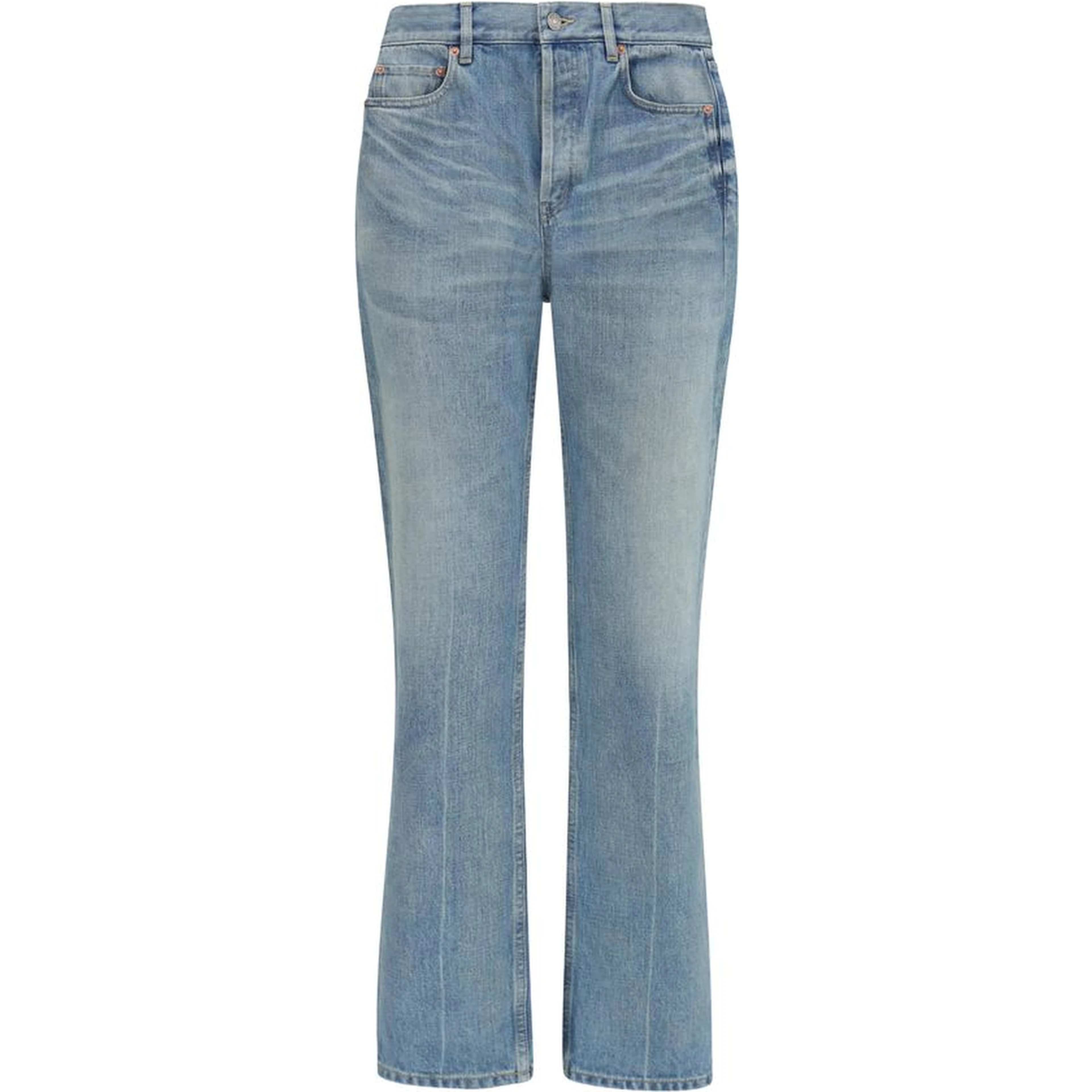 Blue Cotton Straight-Leg Jeans