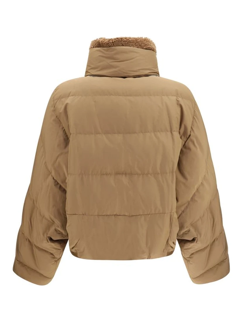 Beige Goose Down Full-Length Jacket