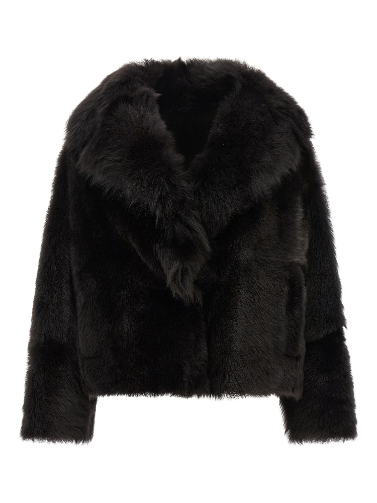 Brown Lamb Fur Full-Length Jacket