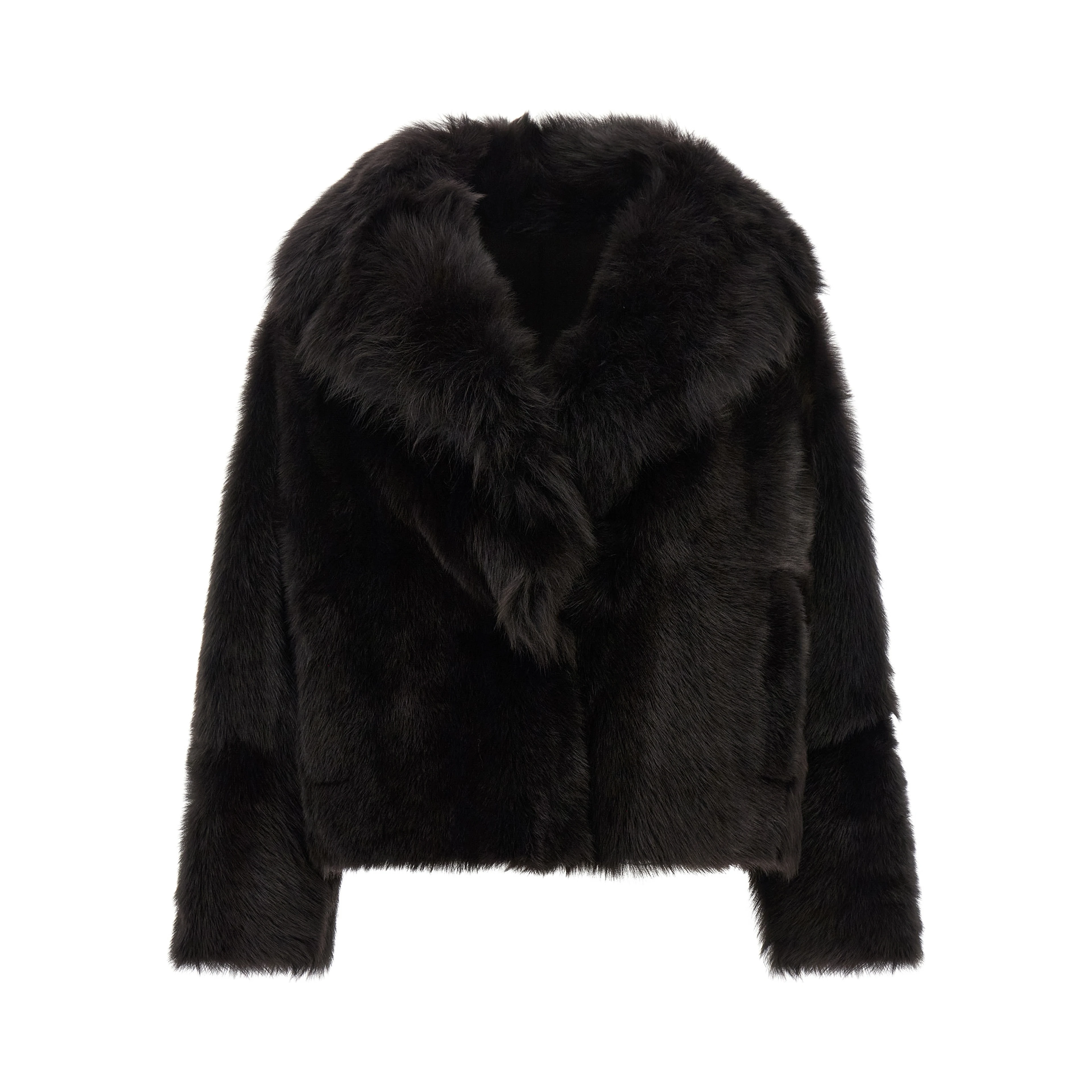 Brown Lamb Fur Full-Length Jacket