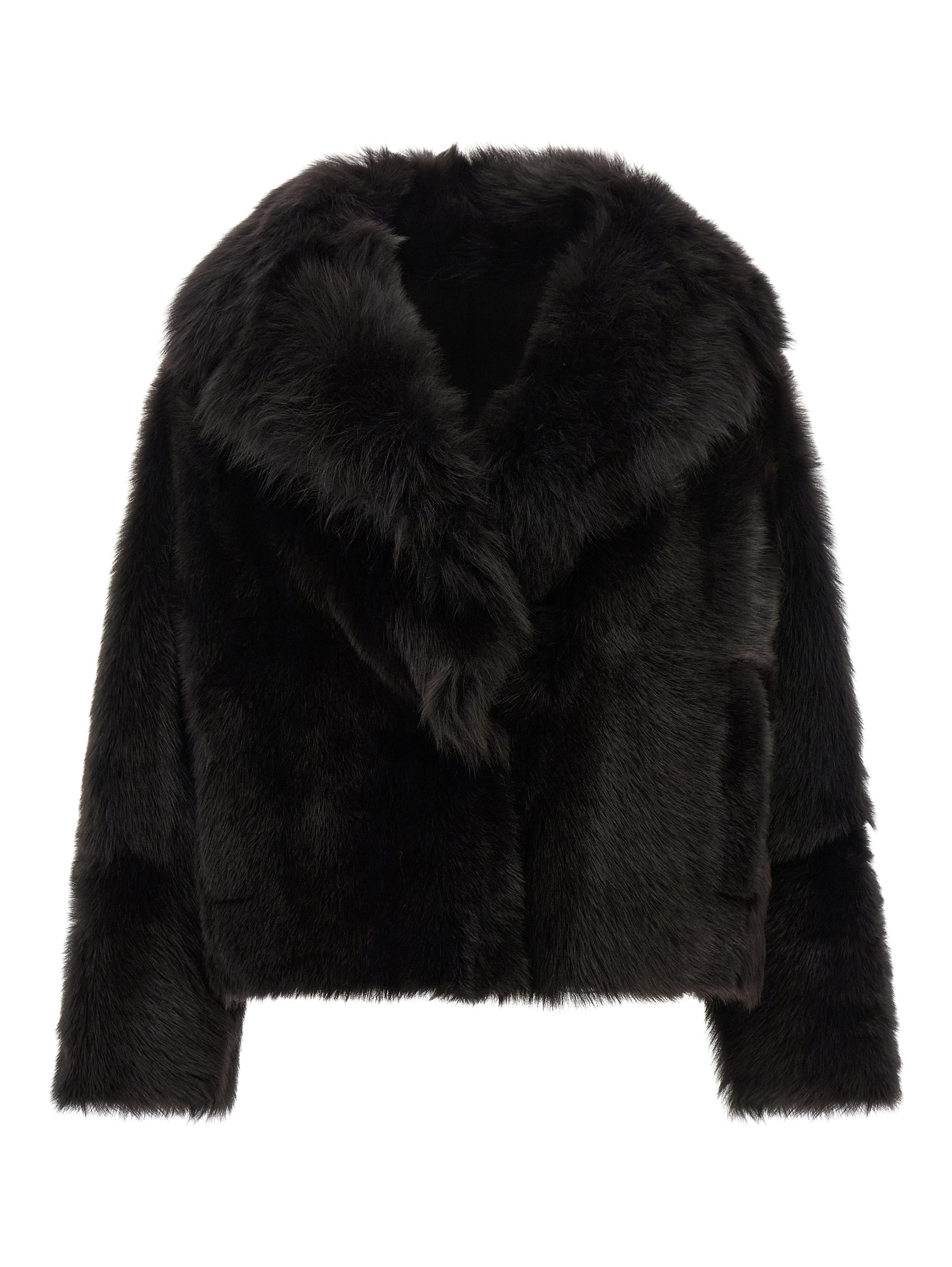Brown Lamb Fur Full-Length Jacket