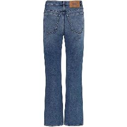 Blue Cotton Straight-Leg Jeans