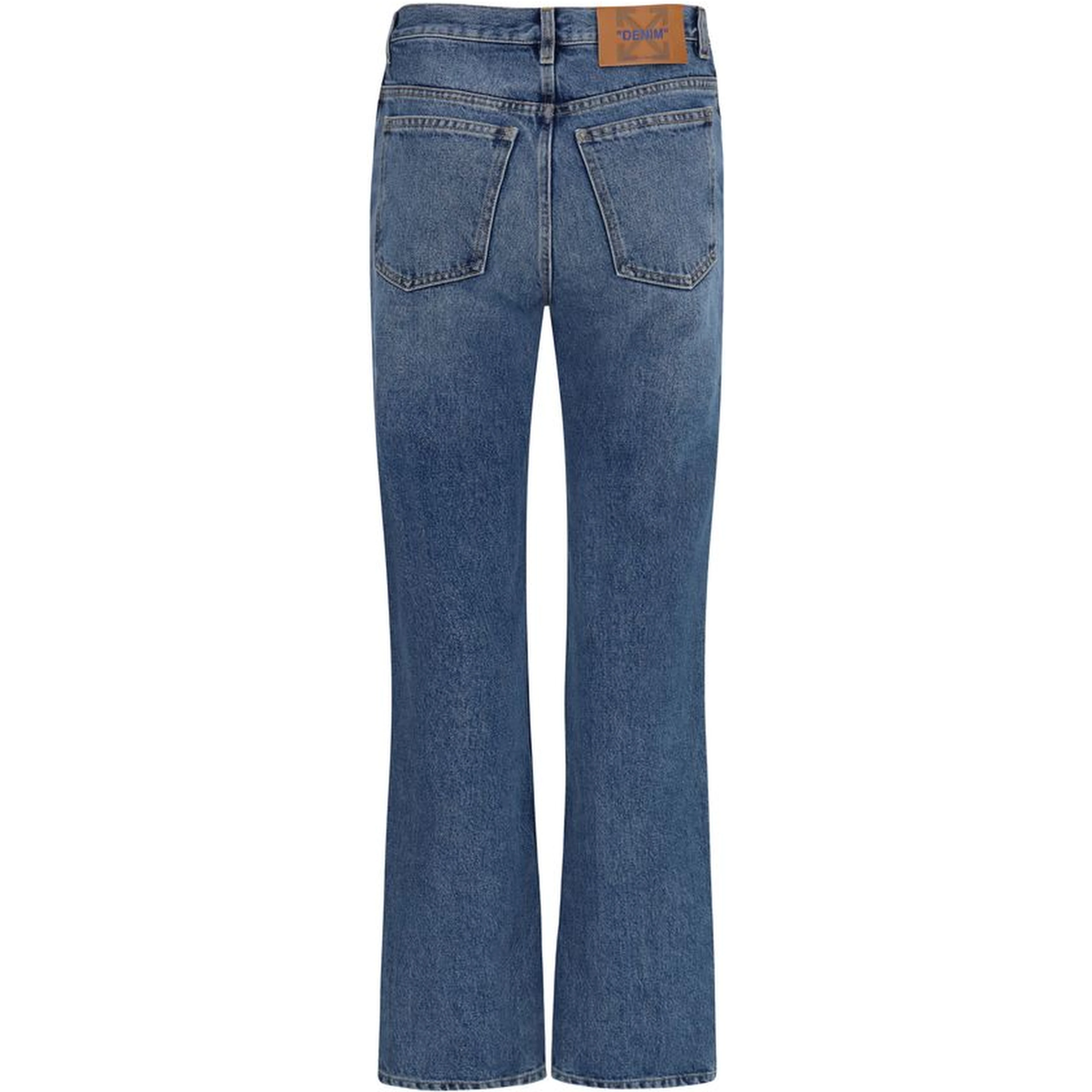 Blue Cotton Straight-Leg Jeans