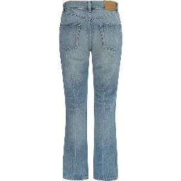 Blue Cotton Straight-Leg Jeans