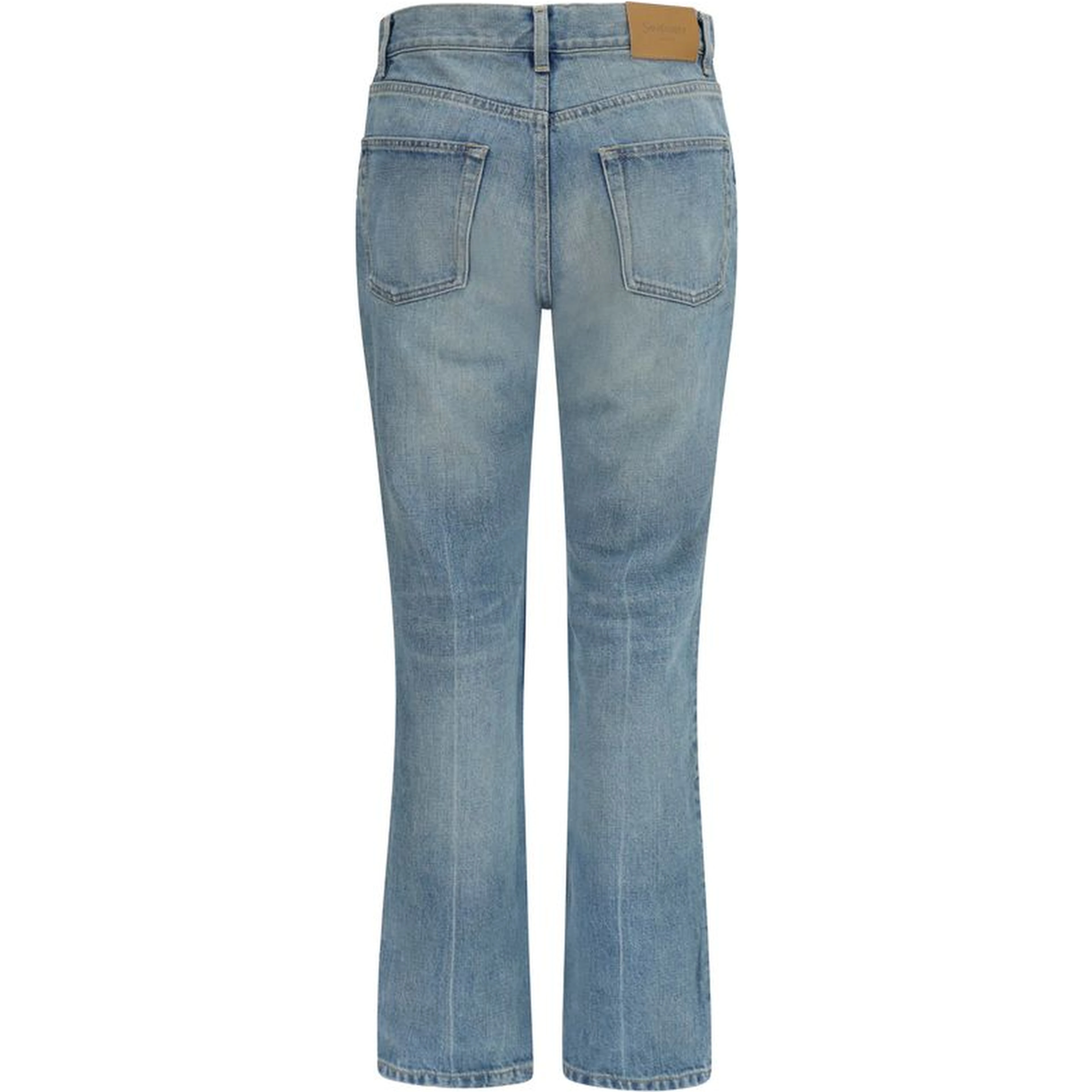 Blue Cotton Straight-Leg Jeans