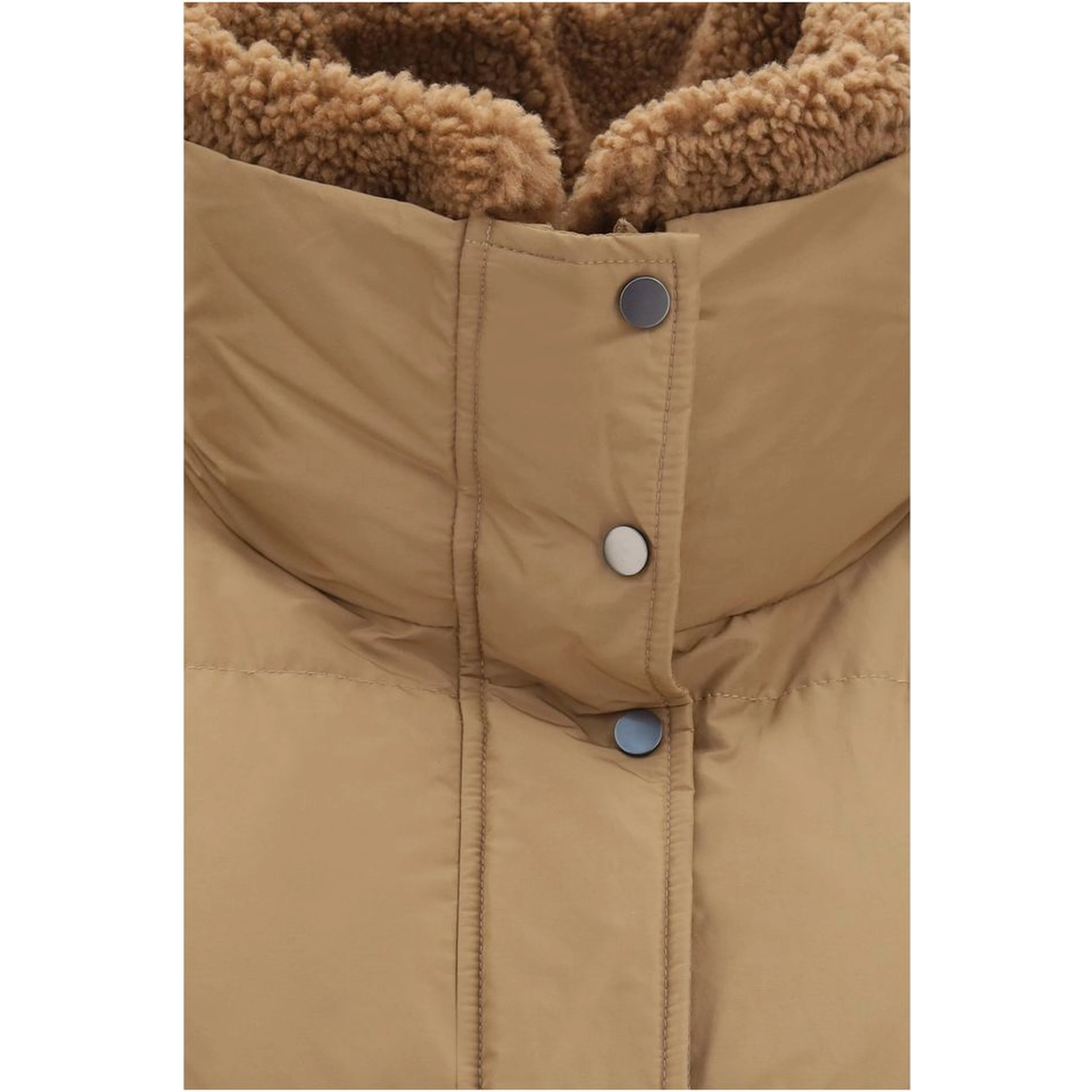 Beige Goose Down Full-Length Jacket