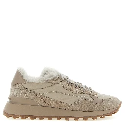 Beige Calfskin Athletic Sneakers