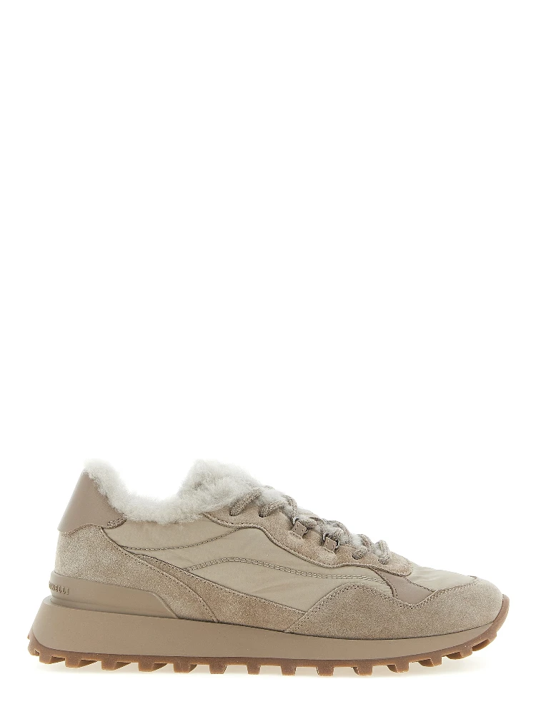 Beige Calfskin Athletic Sneakers