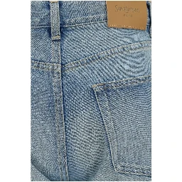 Blue Cotton Straight-Leg Jeans