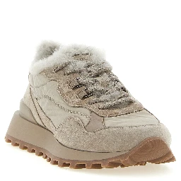 Beige Calfskin Athletic Sneakers