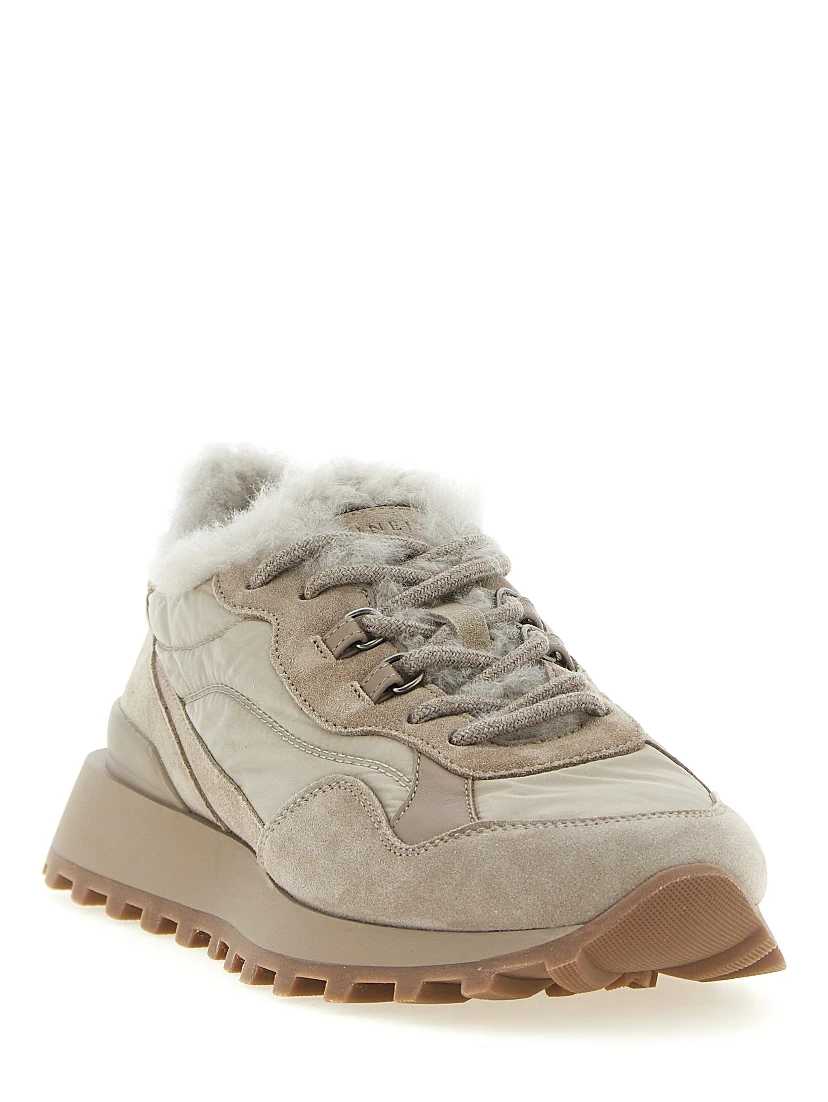 Beige Calfskin Athletic Sneakers