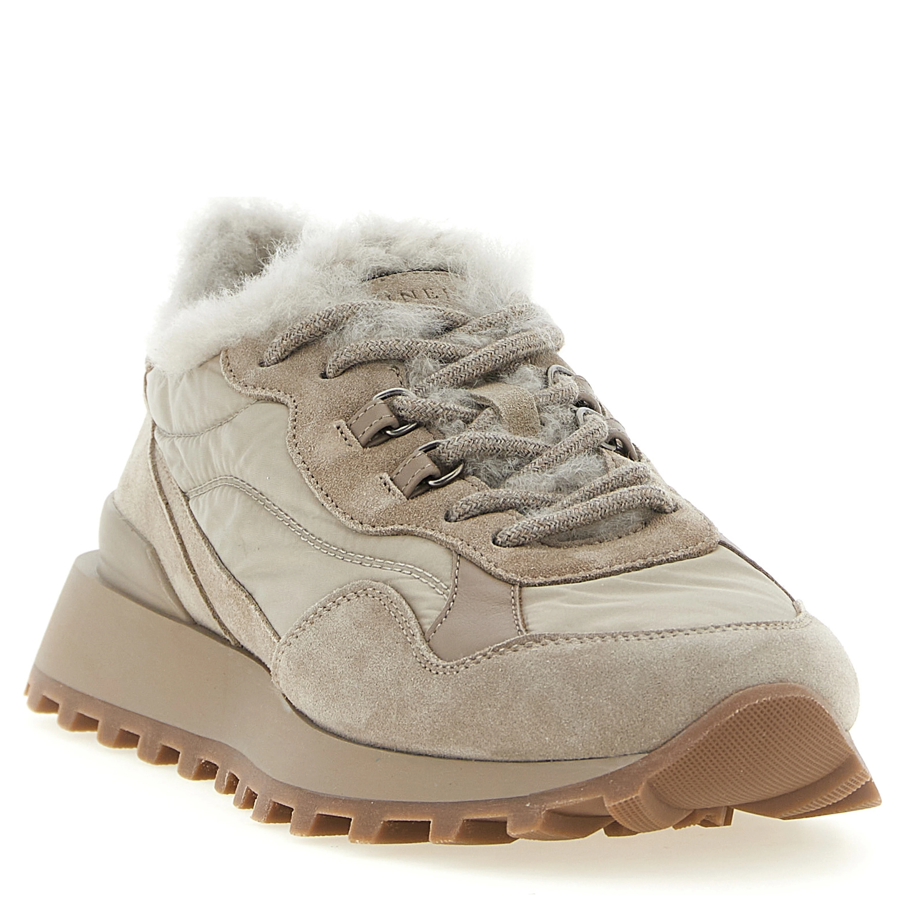 Beige Calfskin Athletic Sneakers