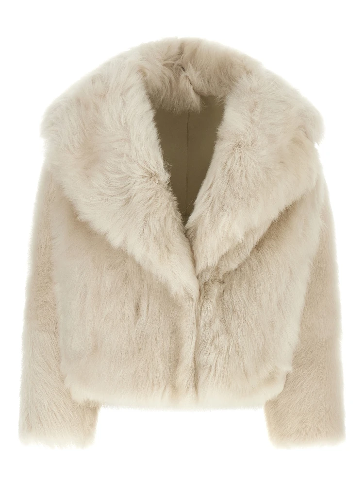 White Lamb Fur Full-Length Jacket