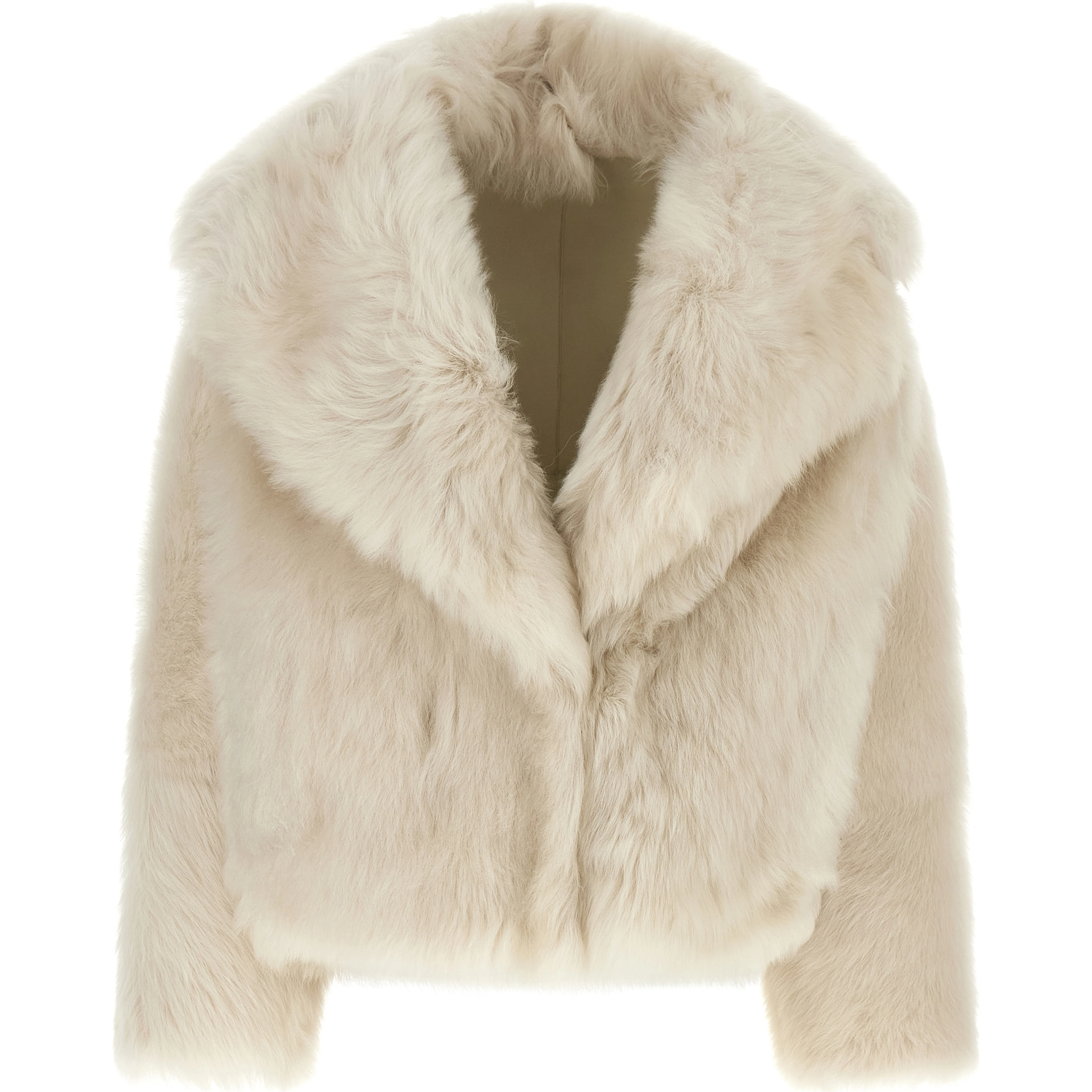 White Lamb Fur Full-Length Jacket