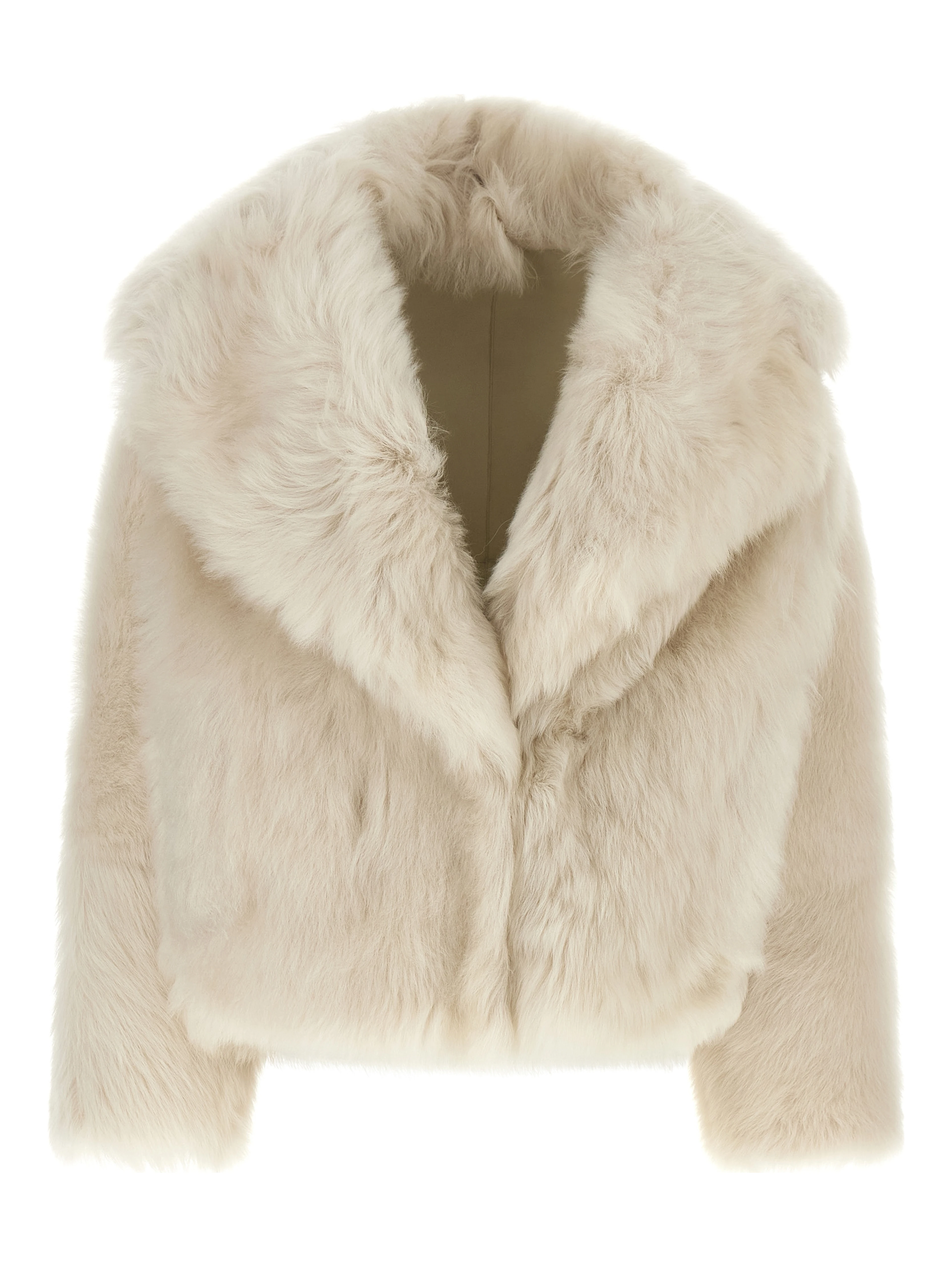 White Lamb Fur Full-Length Jacket