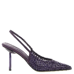 Purple Polyester High Heel Pumps