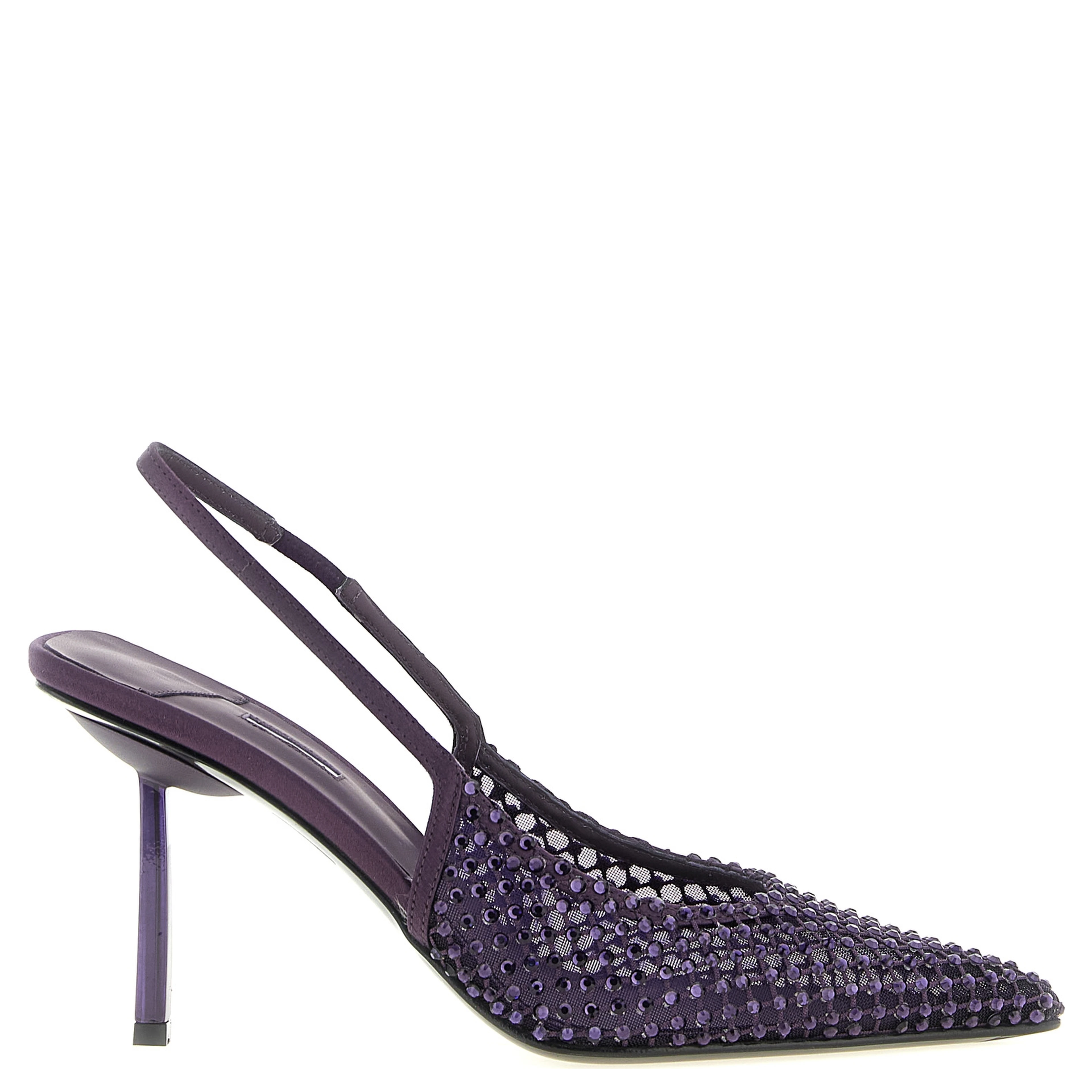 Purple Polyester High Heel Pumps