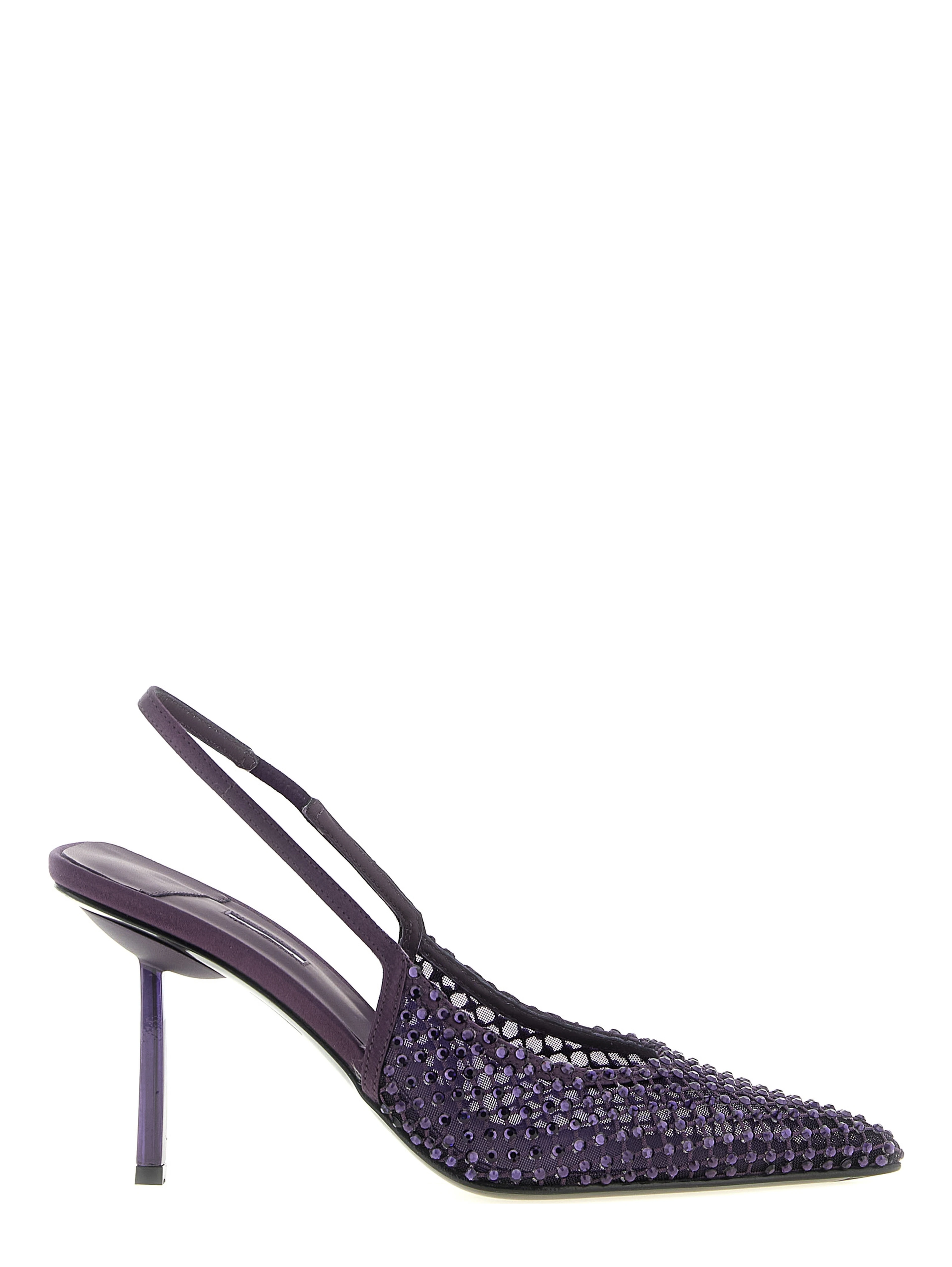 Purple Polyester High Heel Pumps