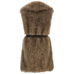 Beige Lamb Fur Sleeveless Jacket