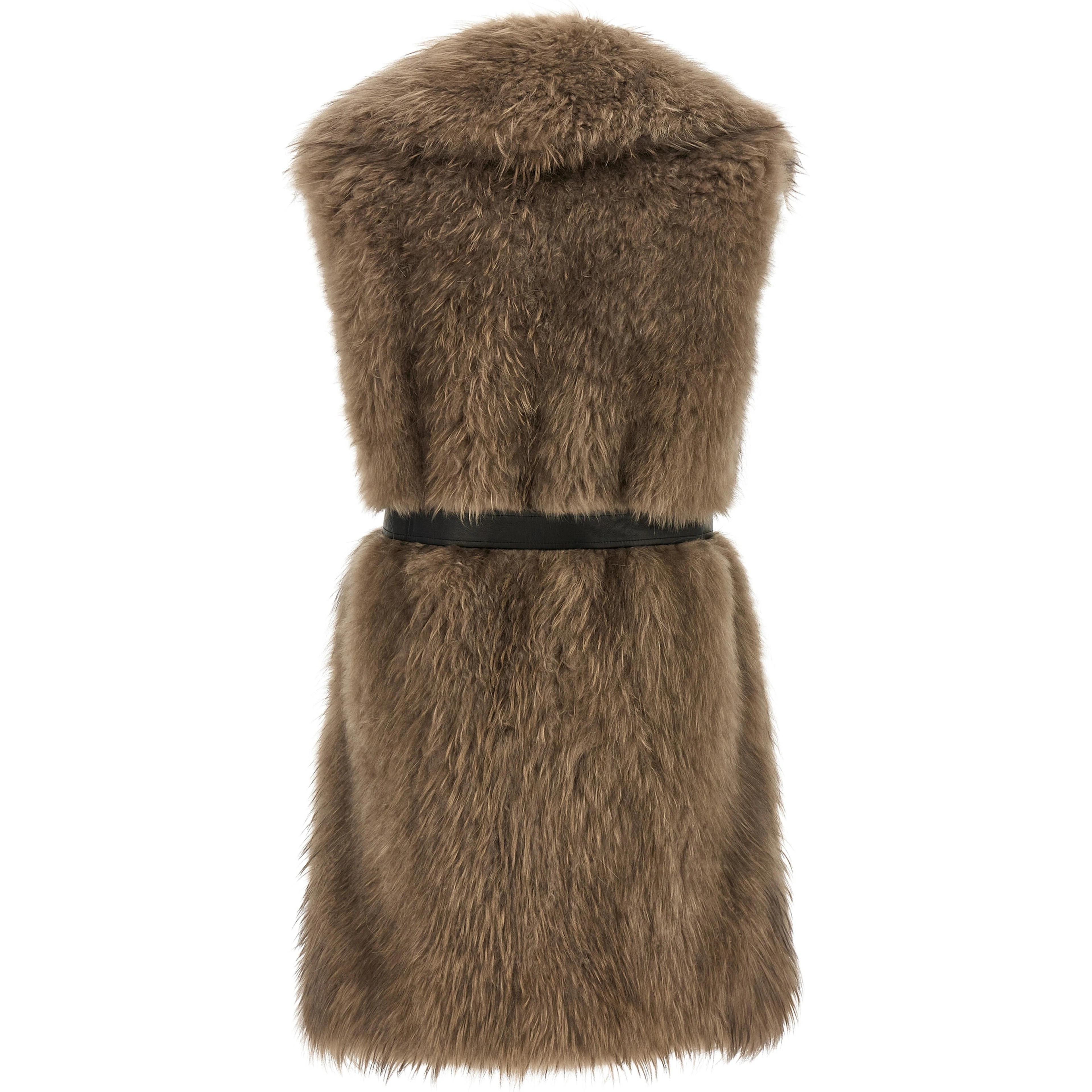 Beige Lamb Fur Sleeveless Jacket
