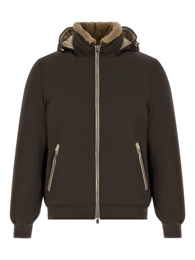 Brown Polyamide Full-Length Jacket