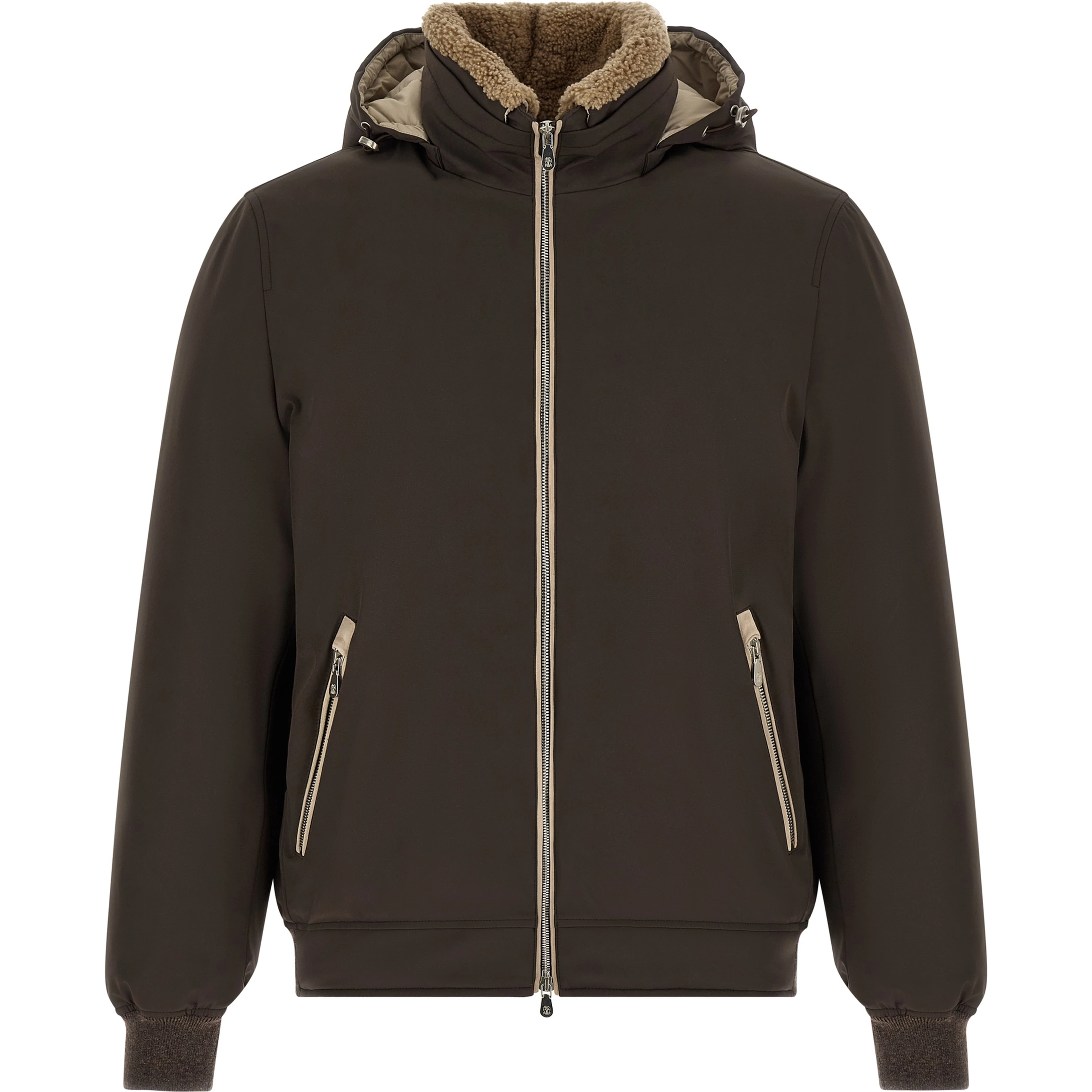 Brown Polyamide Full-Length Jacket