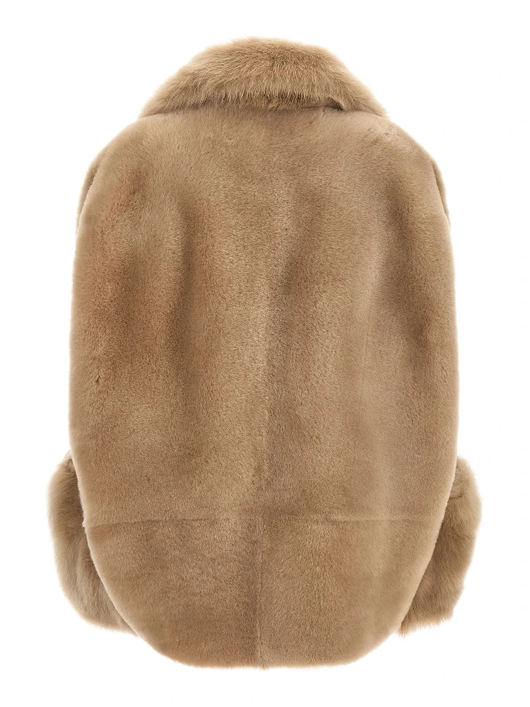 Beige Lamb Fur Sleeveless Jacket alternative