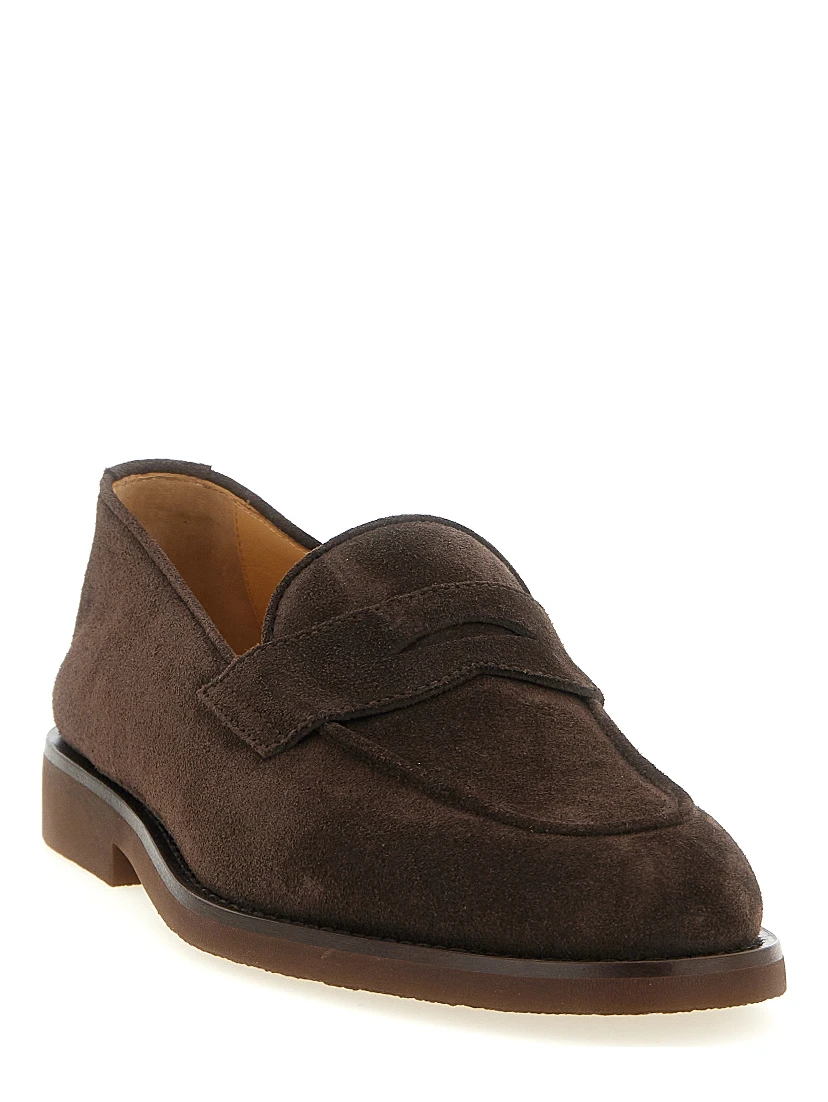 Brown Calfskin Slip-On Loafers