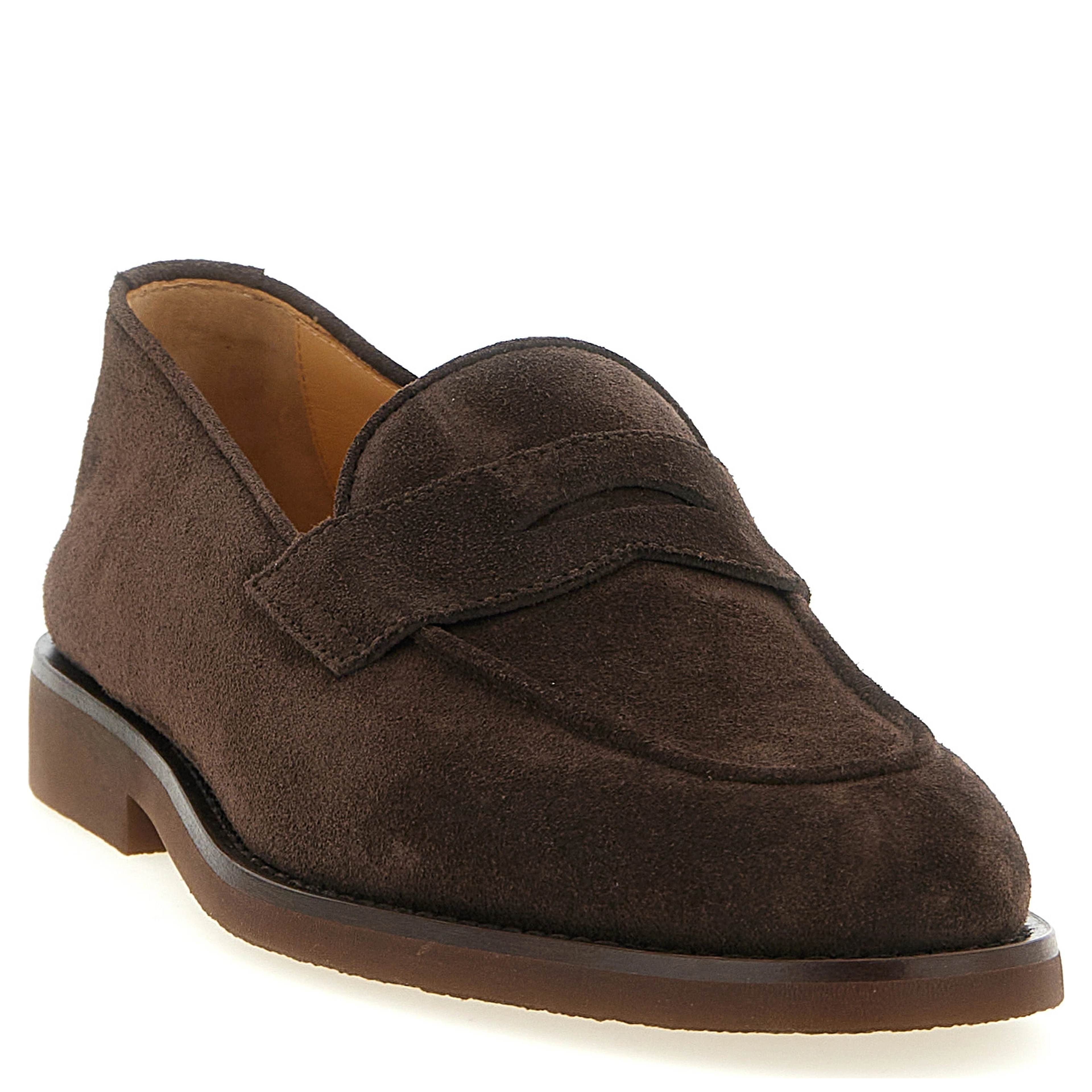 Brown Calfskin Slip-On Loafers
